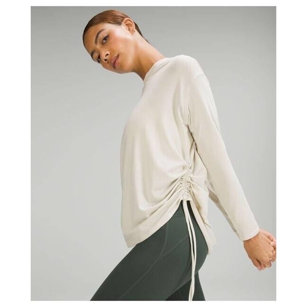 Lululemon Size 6 Women Pima Cotton Side-Cinch Long Sleeve Shirt 2-1